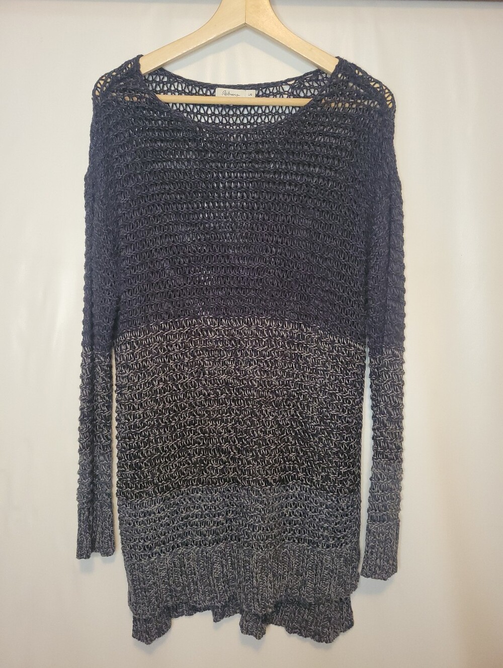 Reitmans Open-Knit Ombre Crew Sweater in Navy and Gray